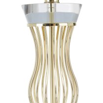 Hannes White Fabric Shade Table Lamp With Gold Wireframe Base