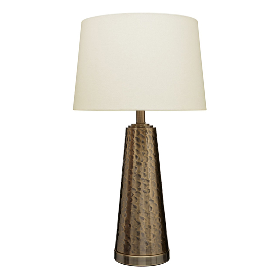 Heko Cream Fabric Shade Table Lamp With Brass Metal Base