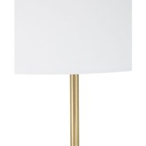 Hopac White Fabric Shade Table Lamp With Brass Crystal Base