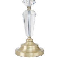 Hopac White Fabric Shade Table Lamp With Brass Crystal Base