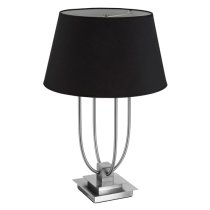 Trento Black Fabric Shade Table Lamp In Satin Nickel