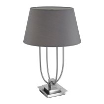 Trento Grey Fabric Shade Table Lamp In Satin Nickel