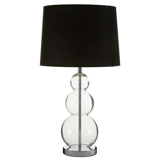 Lukano Black Fabric Shade Table Lamp With Glass Metal Base