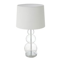 Lukano White Fabric Shade Table Lamp With Glass Metal Base