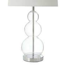 Lukano White Fabric Shade Table Lamp With Glass Metal Base