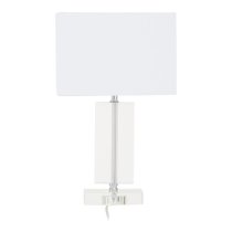 Helna White Fabric Shade Table Lamp With Crystal Base