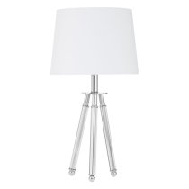 Haloca White Fabric Shade Table Lamp With Chrome Tripod Base