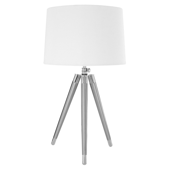 Unica Cream Fabric Shade Table Lamp With Chrome Tripod Base