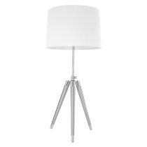 Unica Cream Fabric Shade Table Lamp With Chrome Tripod Base