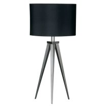 Obito Black Fabric Shade Table Lamp With Nickel Tripod Base