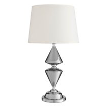 Honorus White Fabric Shade Table Lamp With Chrome Glass Base