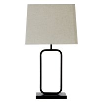 Lucasto Natural Fabric Shade Table Lamp With Black Metal Base