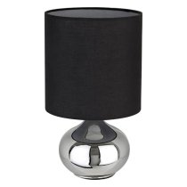 Nikowi Black Fabric Shade Table Lamp With Chrome Metal Base