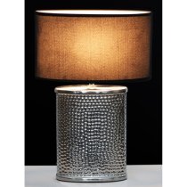 Trento Black Fabric Shade Table Lamp With Chrome Hammered Base