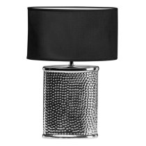 Trento Black Fabric Shade Table Lamp With Chrome Hammered Base