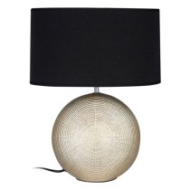 Whoopty Black Fabric Shade Table Lamp With Gold Ceramic Base