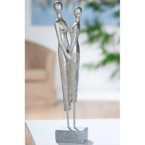 Amantia Polyresin Lovers Sculpture In Silver