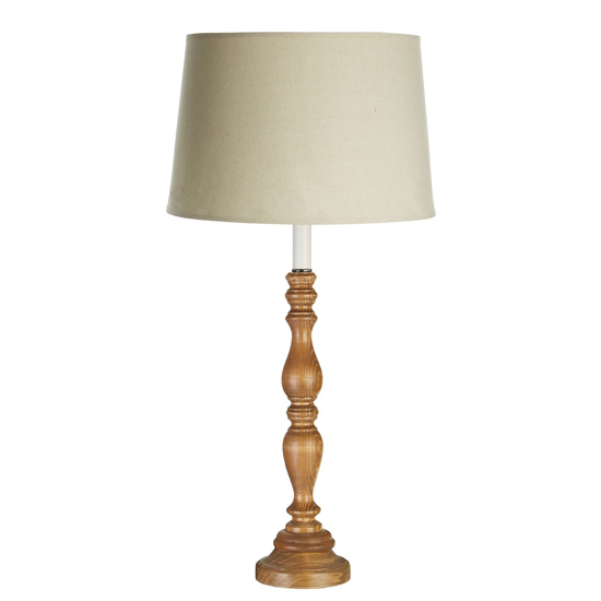 Candoca Natural Fabric Shade Table Lamp With Oak Base