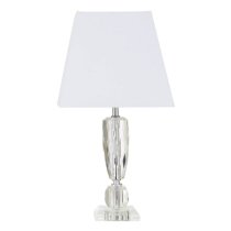 Haliona White Fabric Shade Table Lamp With Crystal Base