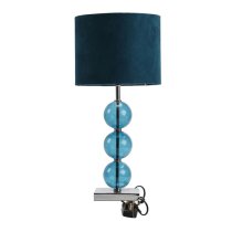 Miscona Teal Fabric Shade Table Lamp With Chrome Base