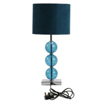 Miscona Teal Fabric Shade Table Lamp With Chrome Base