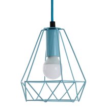 Belika Metal Geometric Wire Frame Pendant Light In Blue