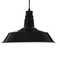 Brantona Round Metal Shade Pendant Light In Black