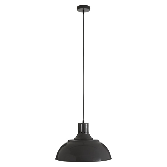 Brookon Round Metal Shade Pendant Light In Grey