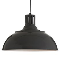 Brookon Round Metal Shade Pendant Light In Grey