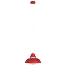 Jaspro Round 1 Metal Shade Pendant Light In Red And Chrome