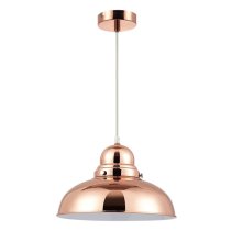 Jaspro Round 1 Metal Shade Pendant Light In Copper