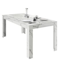 Corvi Wooden Dining Table In White Marble Effect