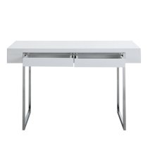 Casa High Gloss Computer Desk With 2 Drawers In White