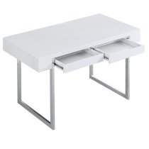 Casa High Gloss Computer Desk With 2 Drawers In White