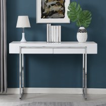 Casa High Gloss Console Table With 2 Drawers In White