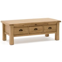 Brex Wooden Coffee Table With 3 Drawers In Natural