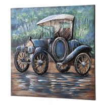 Oldtimer Picture Metal Wall Art In Blue