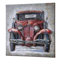 Oldtimer Picture Metal Wall Art In Red