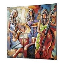 Sisters of Jazz Picture Metal Wall Art In Multicolor And Red