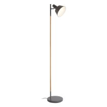 Bryton Grey Metal Floor Lamp With Natural Wooden Stand