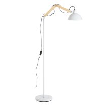 Blairon White Metal Floor Lamp With Adjustable Wooden Arm