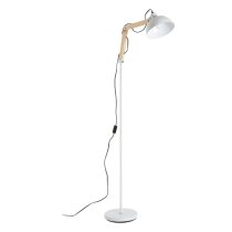 Blairon White Metal Floor Lamp With Adjustable Wooden Arm