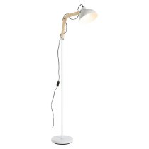 Blairon White Metal Floor Lamp With Adjustable Wooden Arm