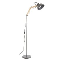 Blairon Grey Metal Floor Lamp With Adjustable Wooden Arm