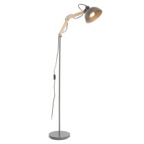 Blairon Grey Metal Floor Lamp With Adjustable Wooden Arm