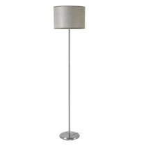 Formito Grey Fabric Shade Floor Lamp With Stainless Steel Base