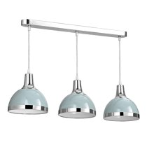 Varmora Metal 3 Shade Pendant Light In Blue And Chrome