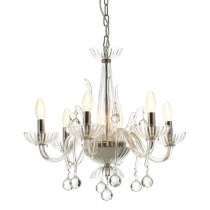 Murato 6 Bulb Clear Crystal Chandelier Light In Chrome