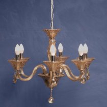 Murato 6 Bulb Cognac Crystal Chandelier Light Carved In Chrome