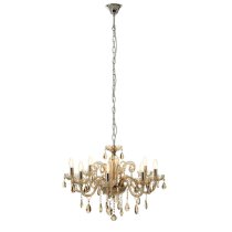 Murato 8 Bulb Cognac Crystal Chandelier Light Carved In Chrome